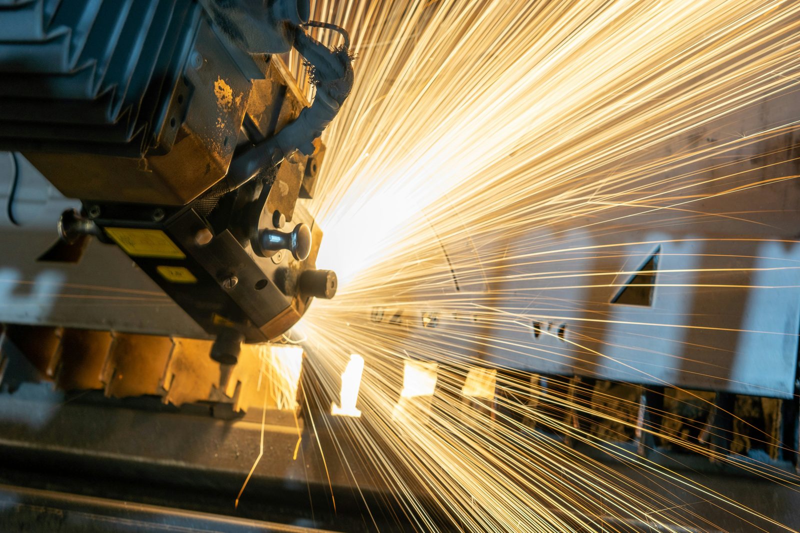 Sparks flying from precision metalworking